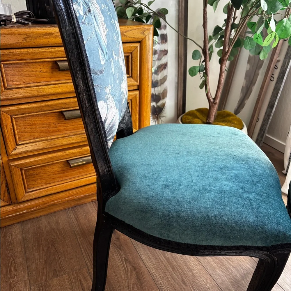 Elegant Teal and Black Accent Chairs